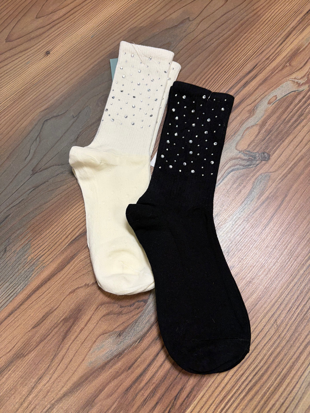 Ivory Rhinestone Socks