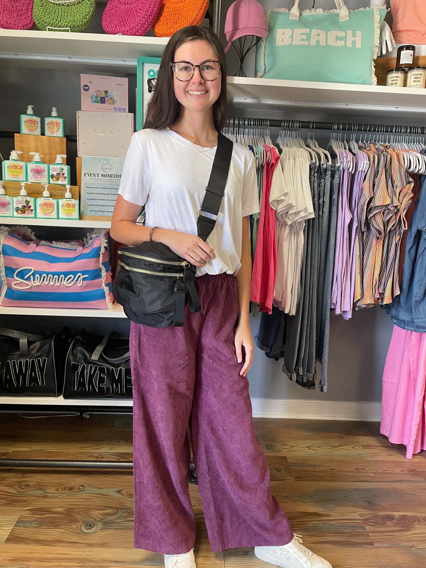Eggplant Corduroy Wide Leg Pants