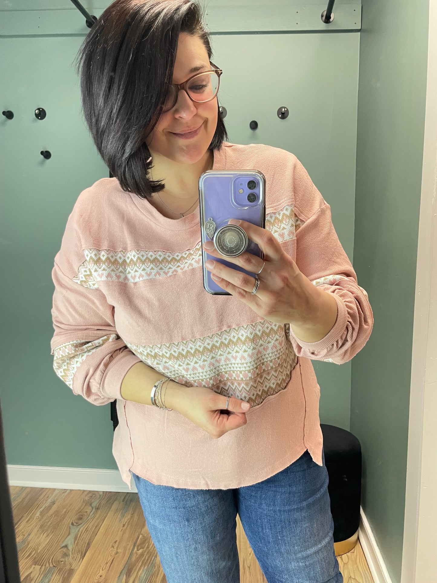 OC Dusty Pink Hidden Hearts Long Sleeve