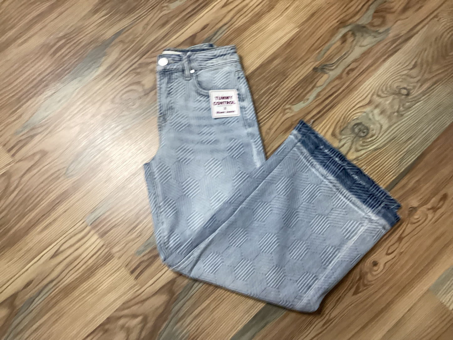 Risen Light Geometric Wide Leg Jeans