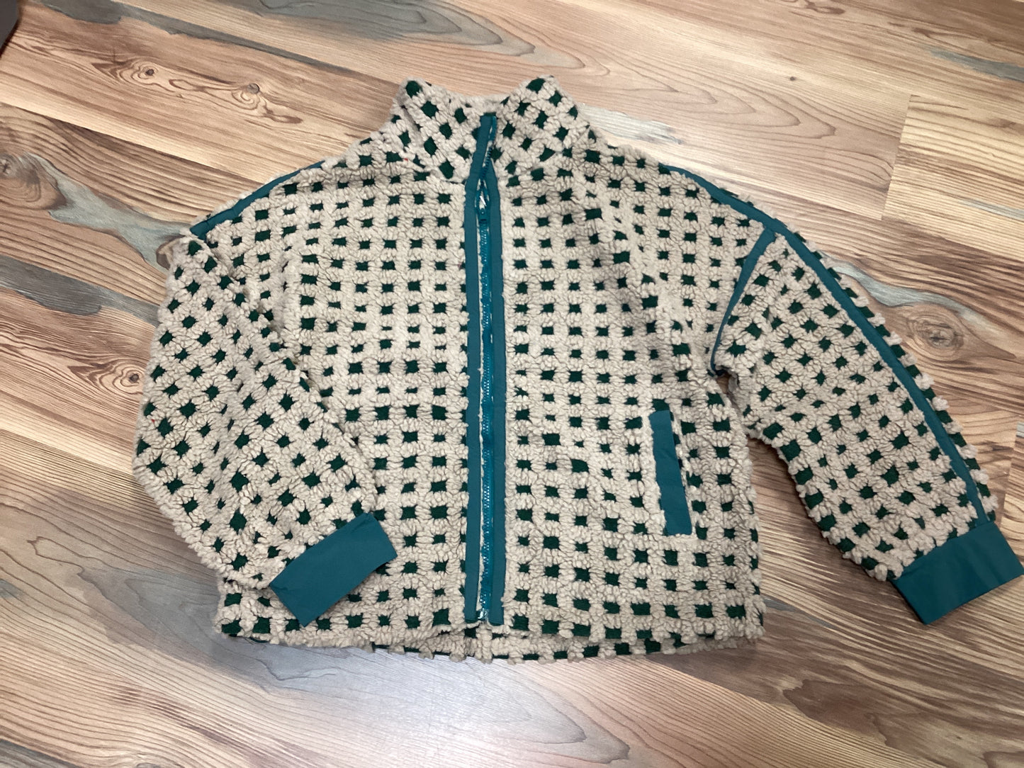 Plaid Teddy Zip Up Jacket