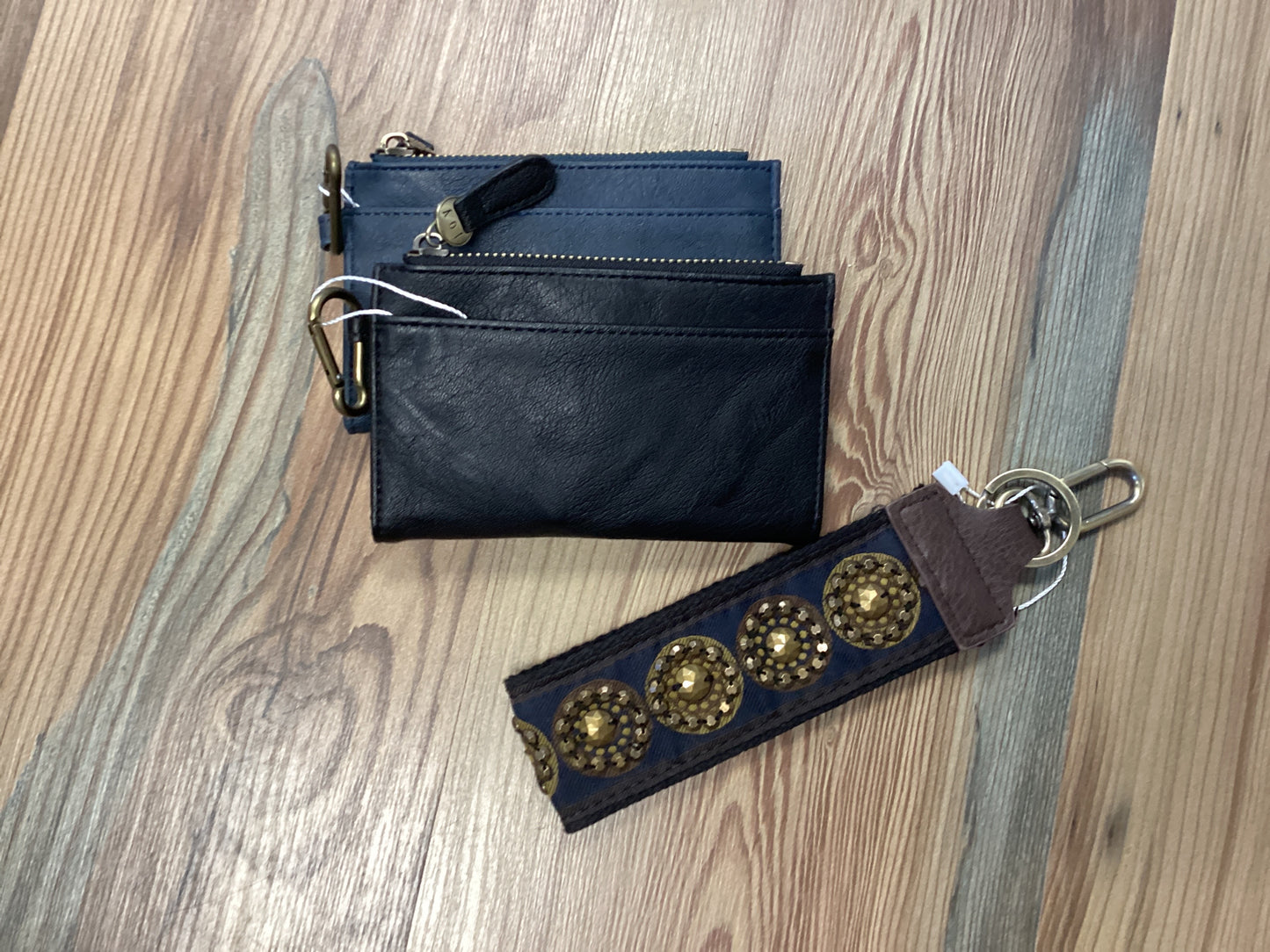 Navy Hand Nailed Wristlet Keychain 2”