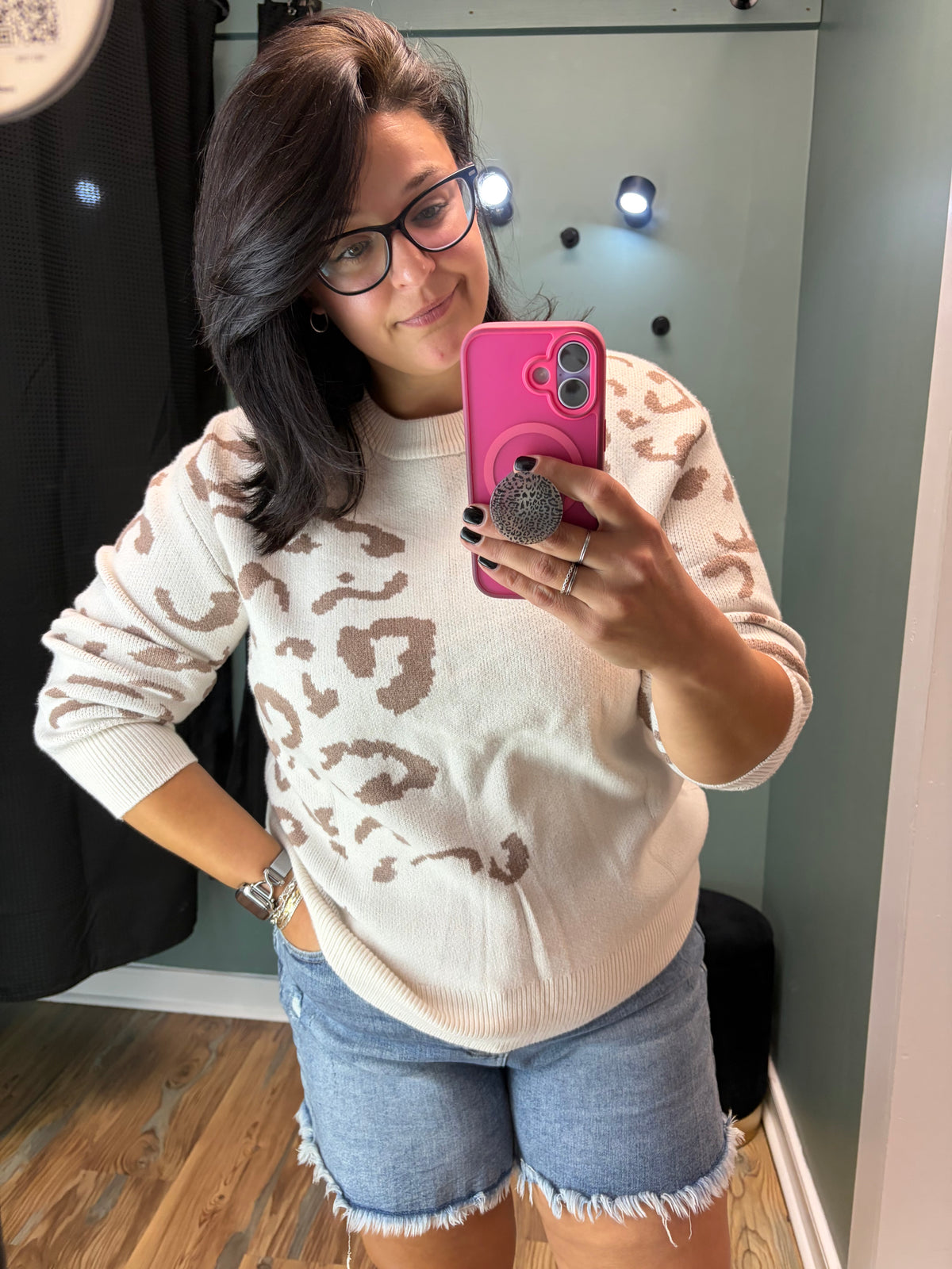 Beige Leopard Knit