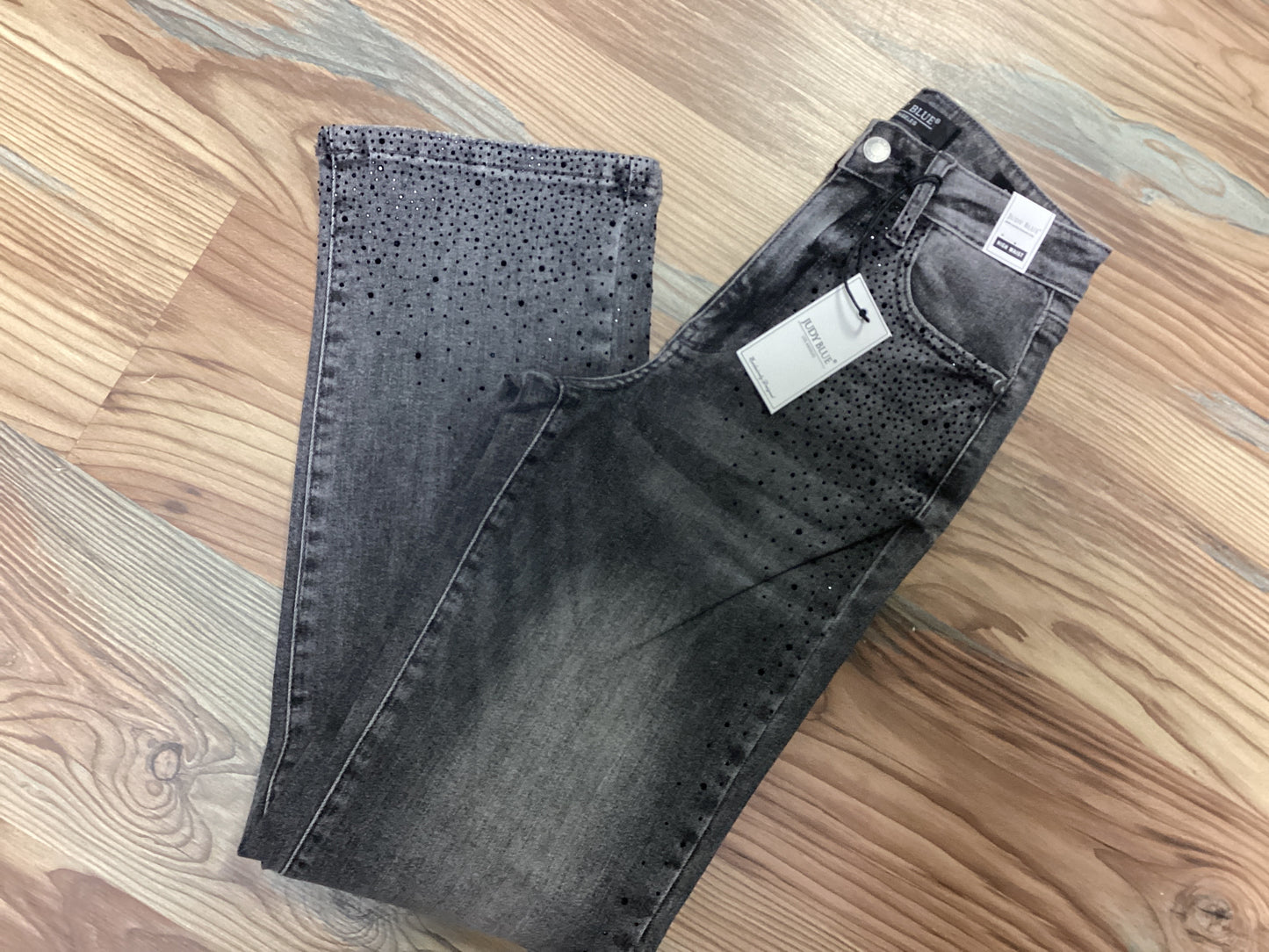 Judy Blue Grey Rhinestone Straight Denim