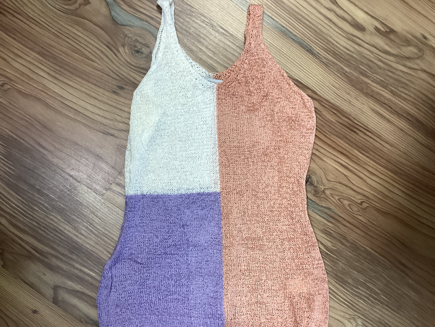 Peach Color Block Knit Tank