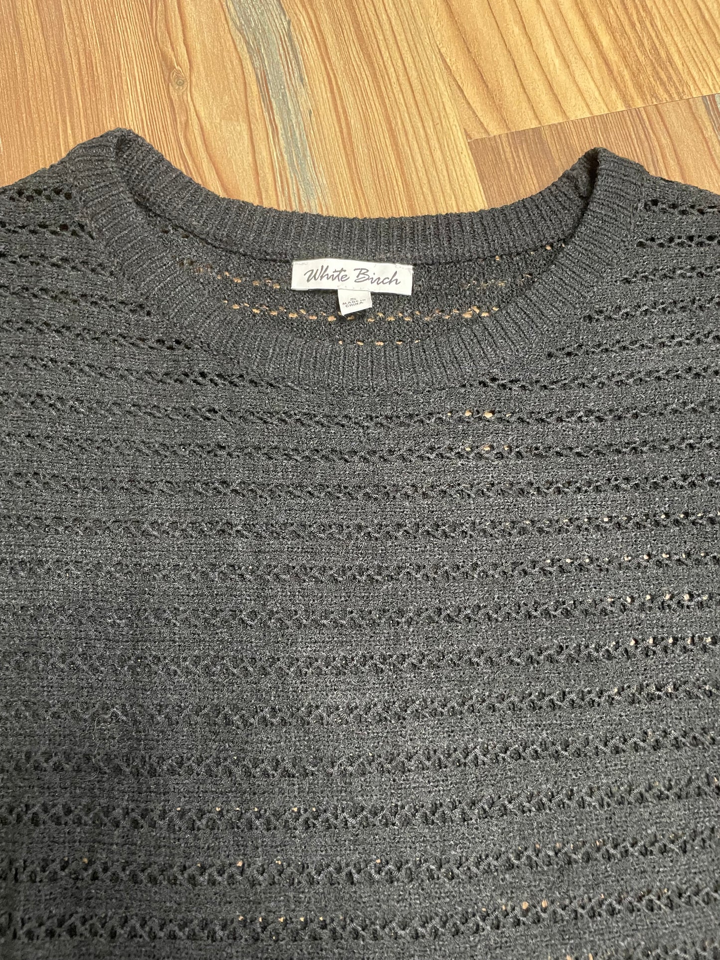 Black Open Knit Short Sleeve
