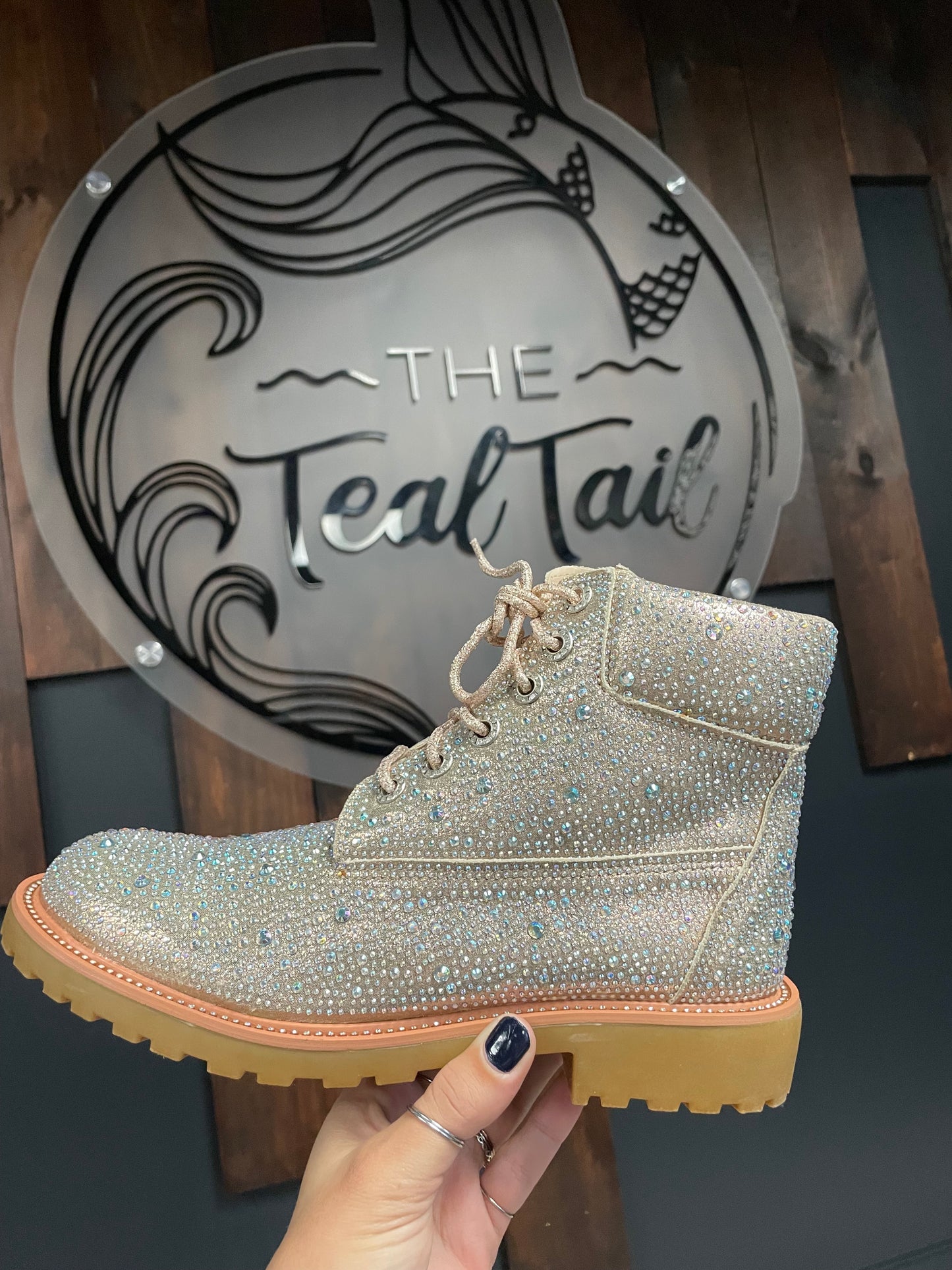 Champagne Bling Tie Up Boot