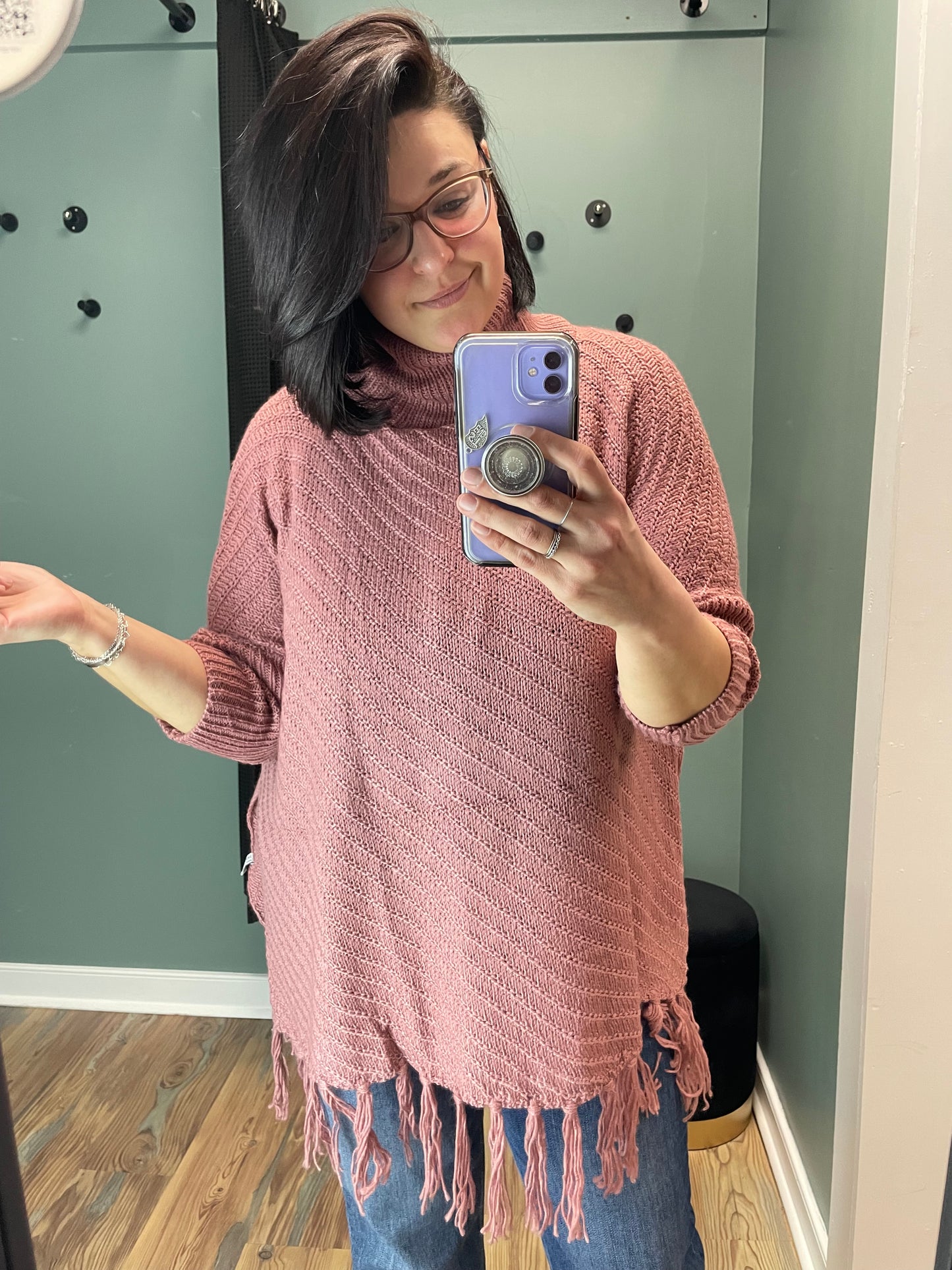 OC Mauve Turtle Neck Poncho