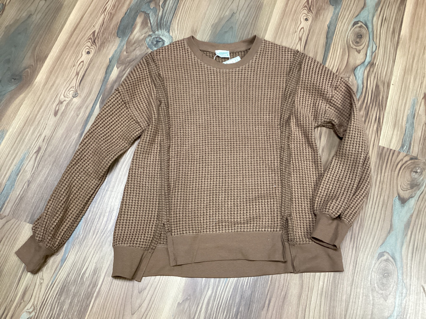 Mocha Waffle Side Slit Top