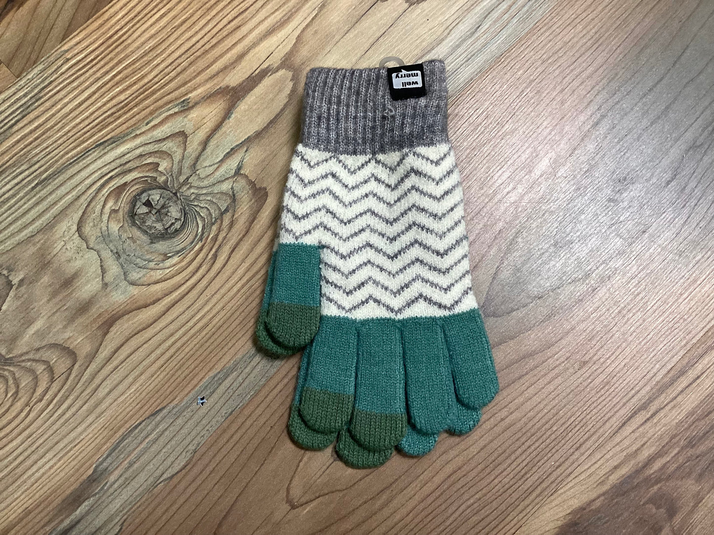 Teal Pattern Touch Screen Gloves