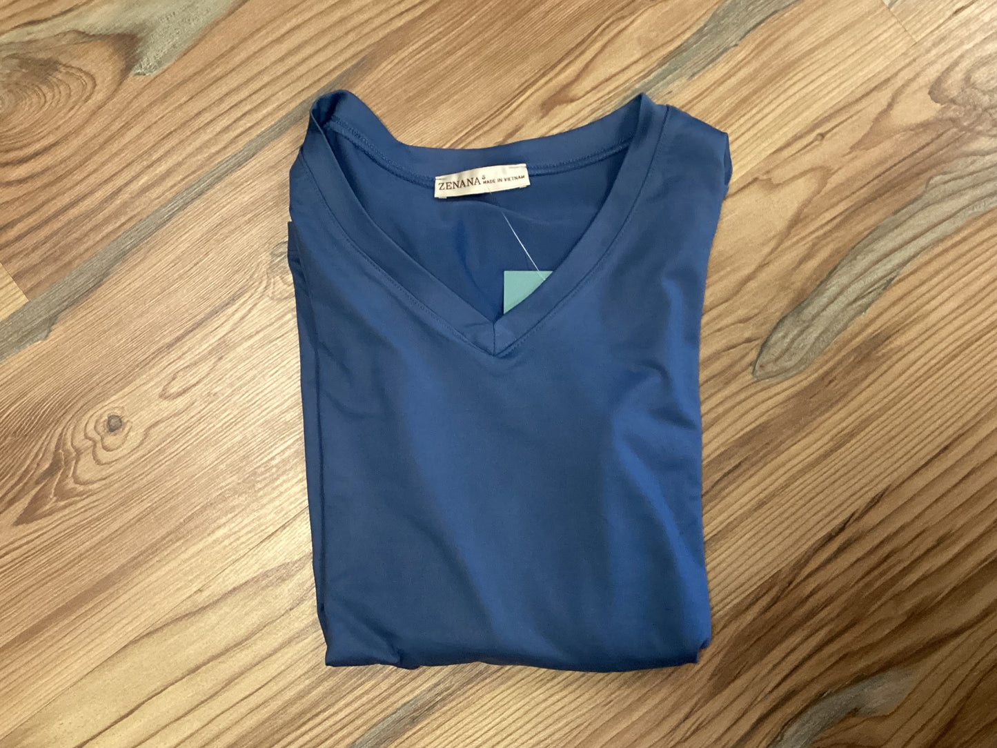Zenana Softy V Neck Dusty Blue