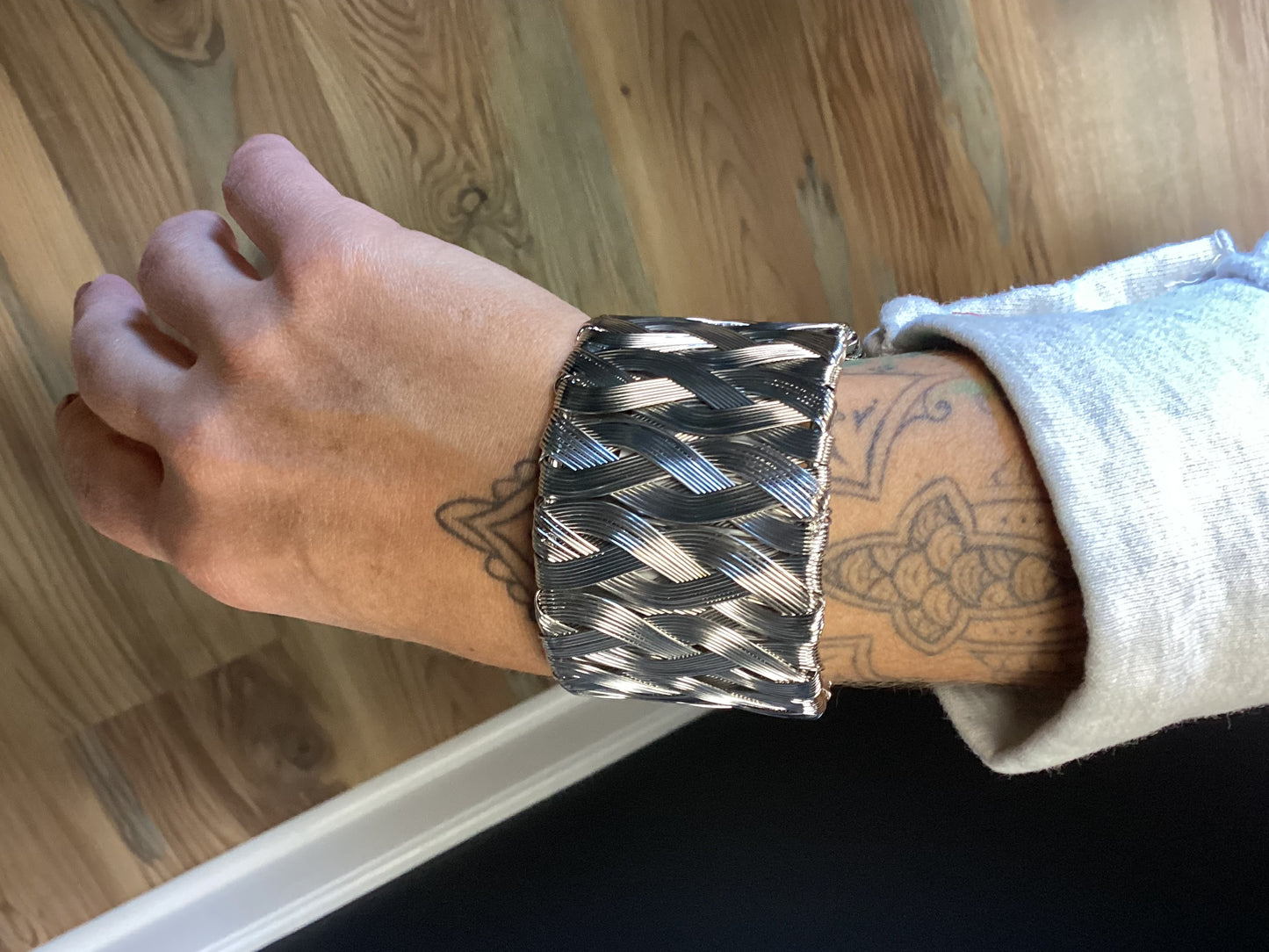 Basket Weave Wire Cuff Bracelet