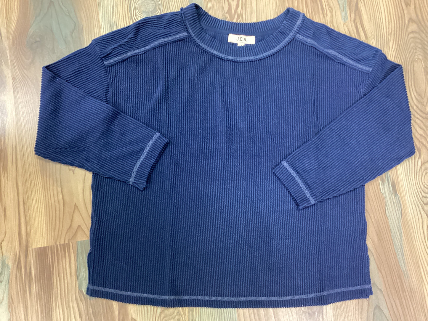 Navy Ribbed Crew Neck Long Sleeve