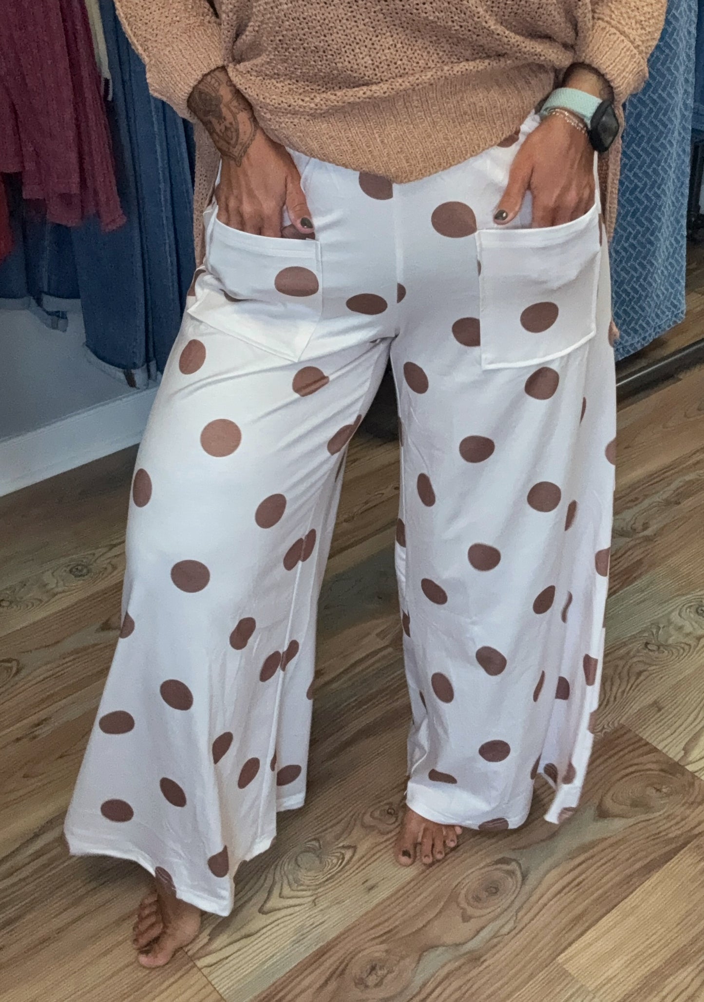 Tan Polka Sweat Pants