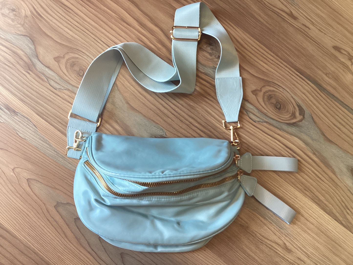 Sky Blue Nylon Double Zip Bag