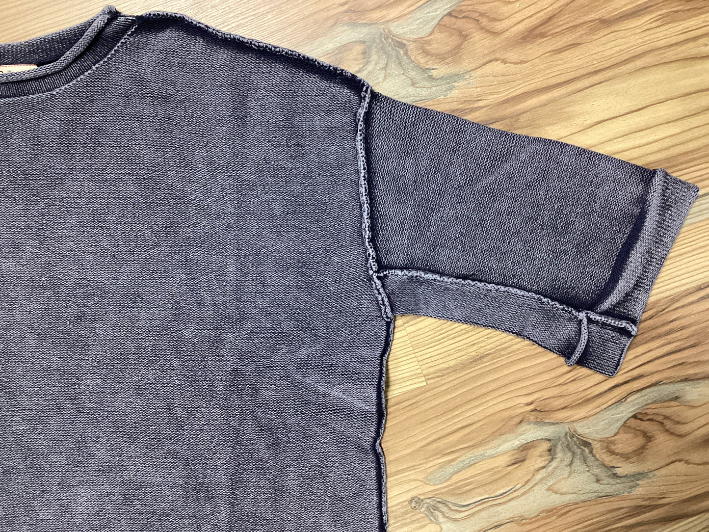 Washed Navy Half Sleeve Knit
