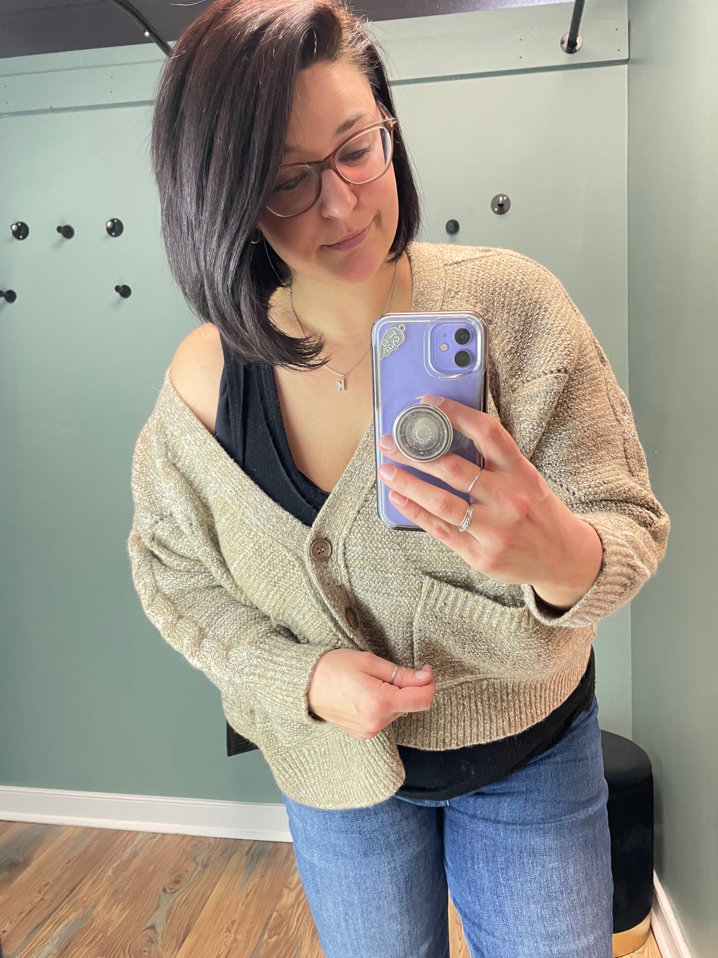 OC Brown Knit Button Cardi