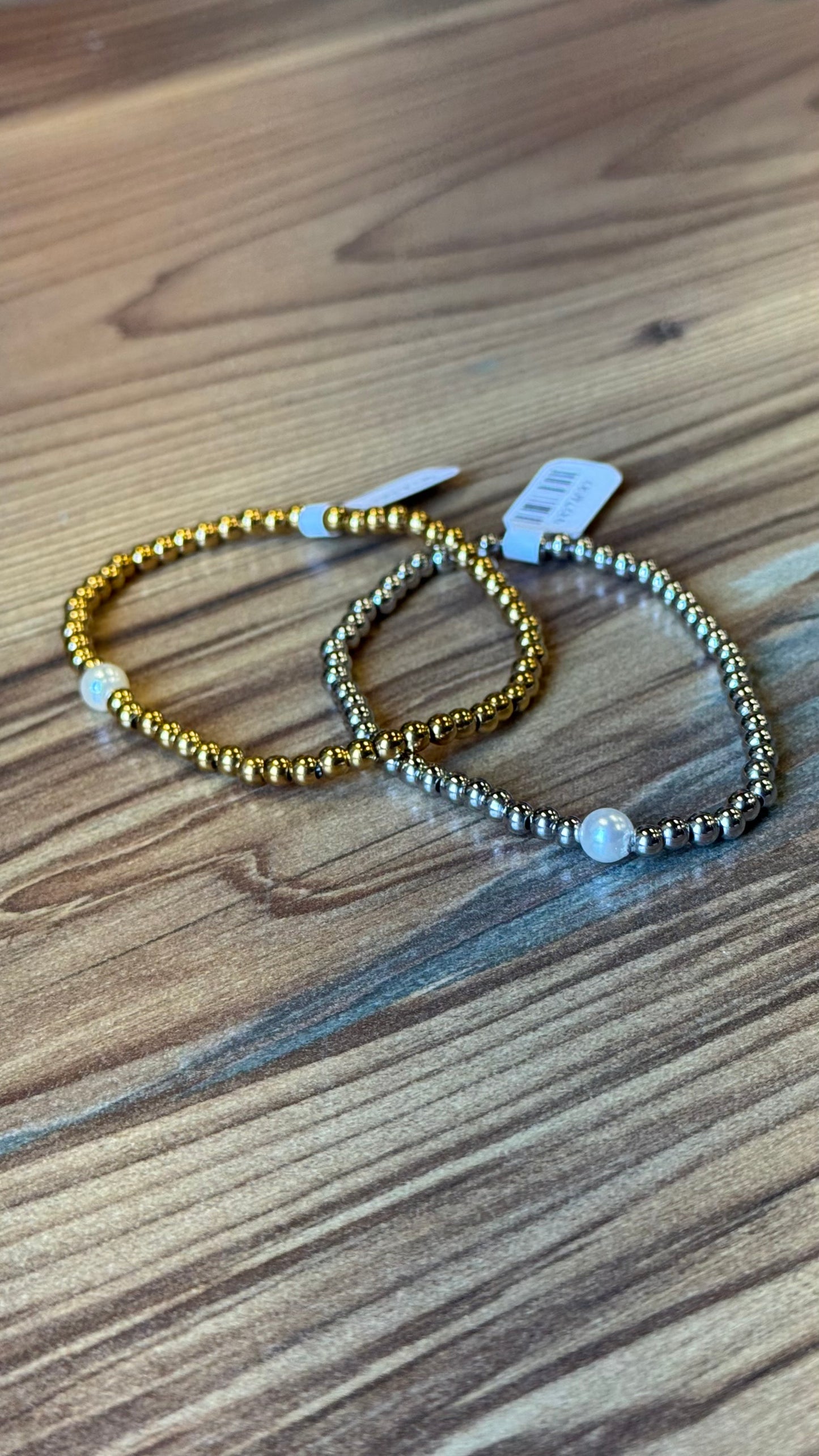18k PVD Stretch Pearl Bracelet