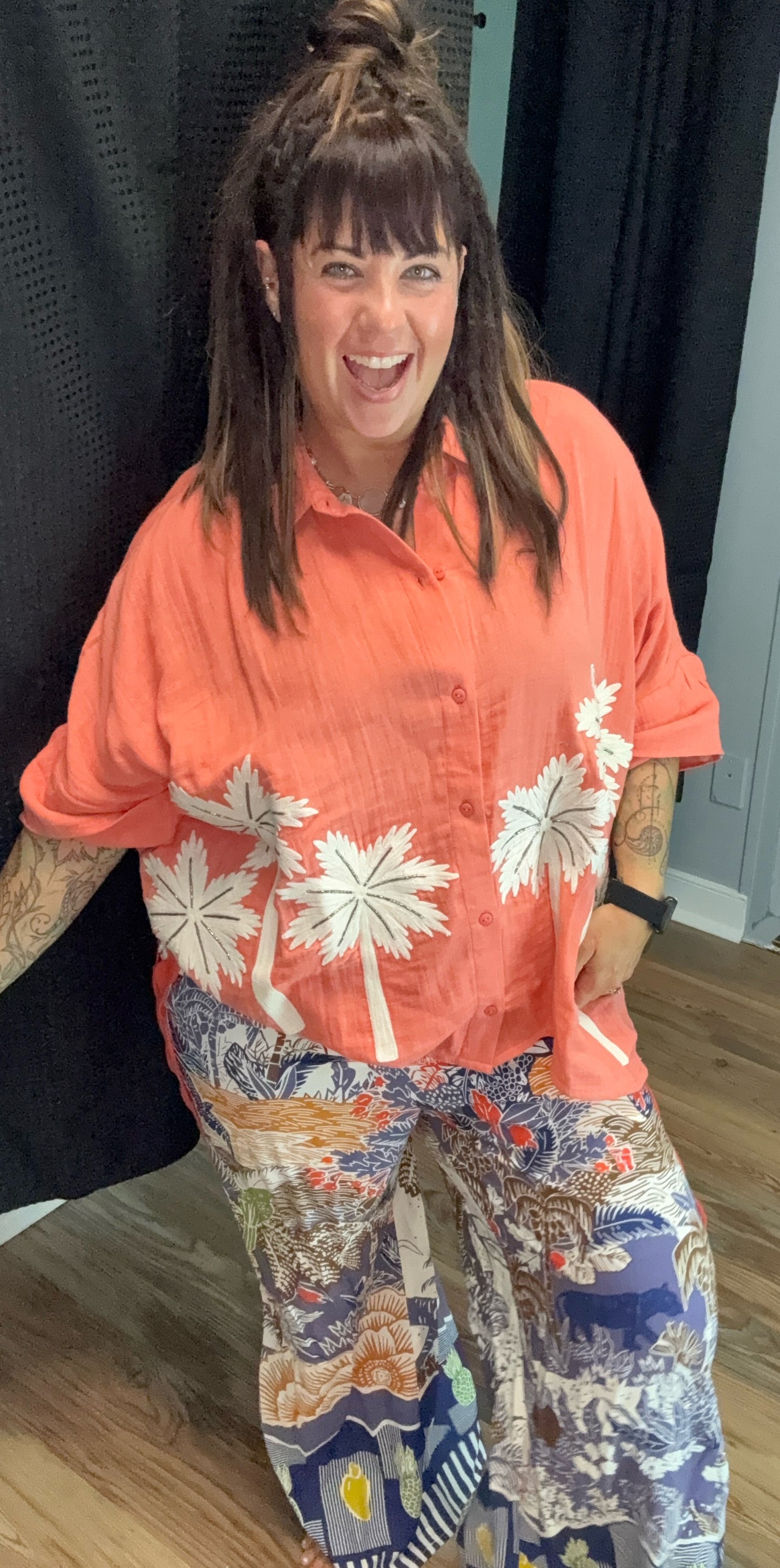 Coral Palm Shirt