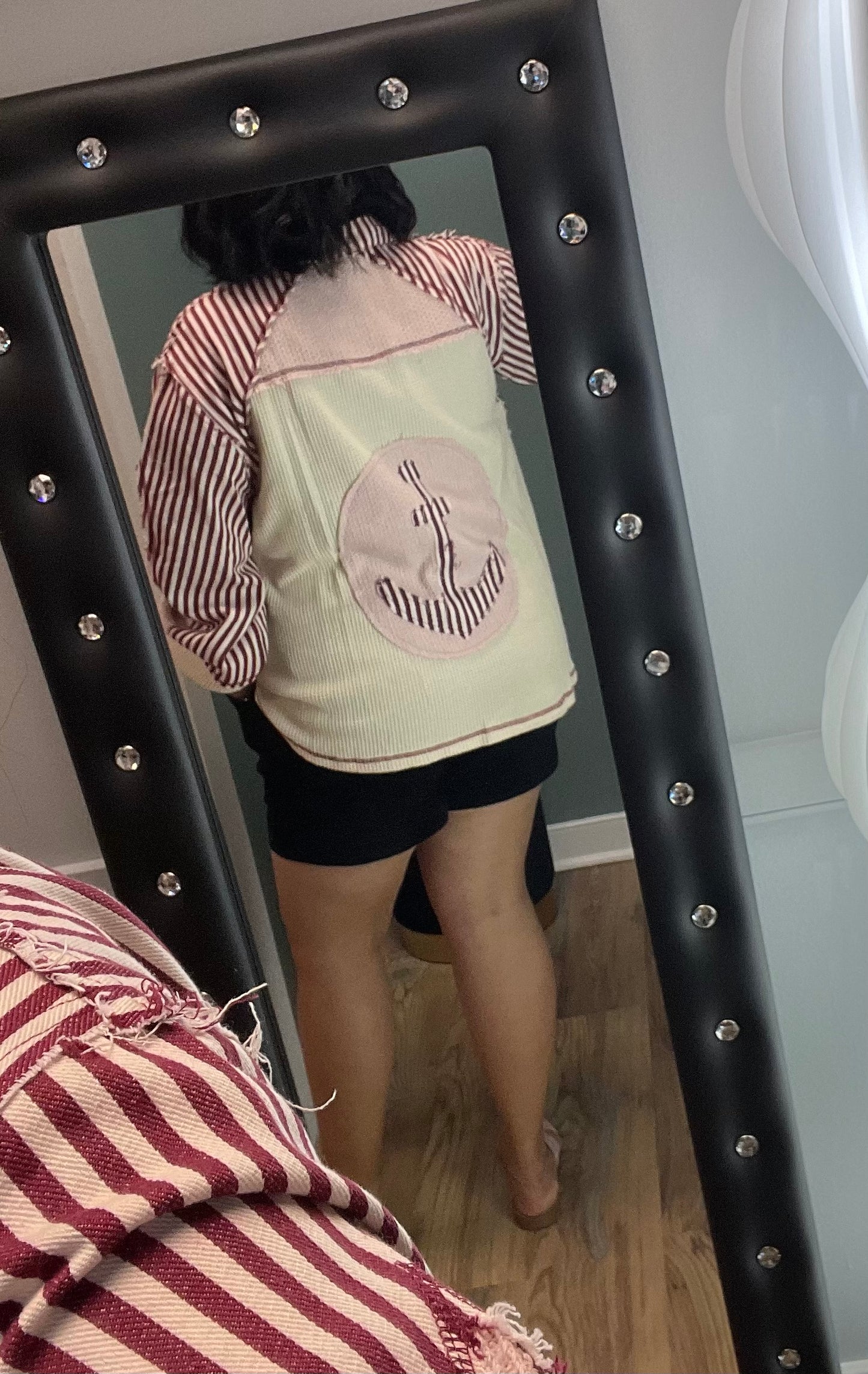 Cream Red Anchor Button Down