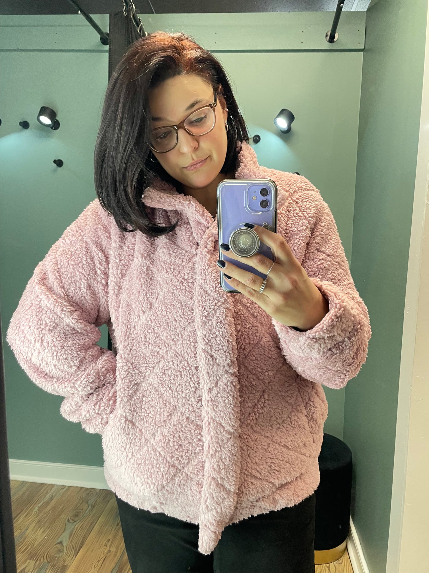 Pink Fluffy Snap Shacket