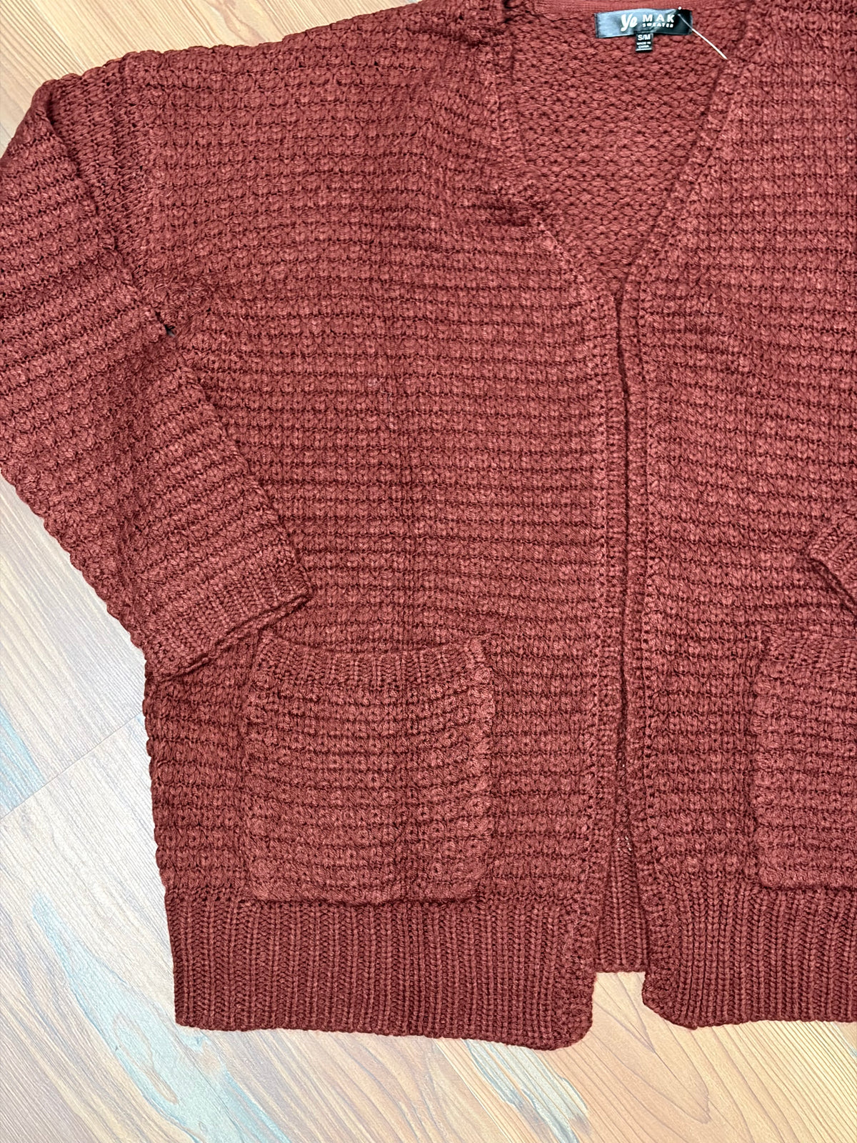 Burgundy Open Front Knit Cardi