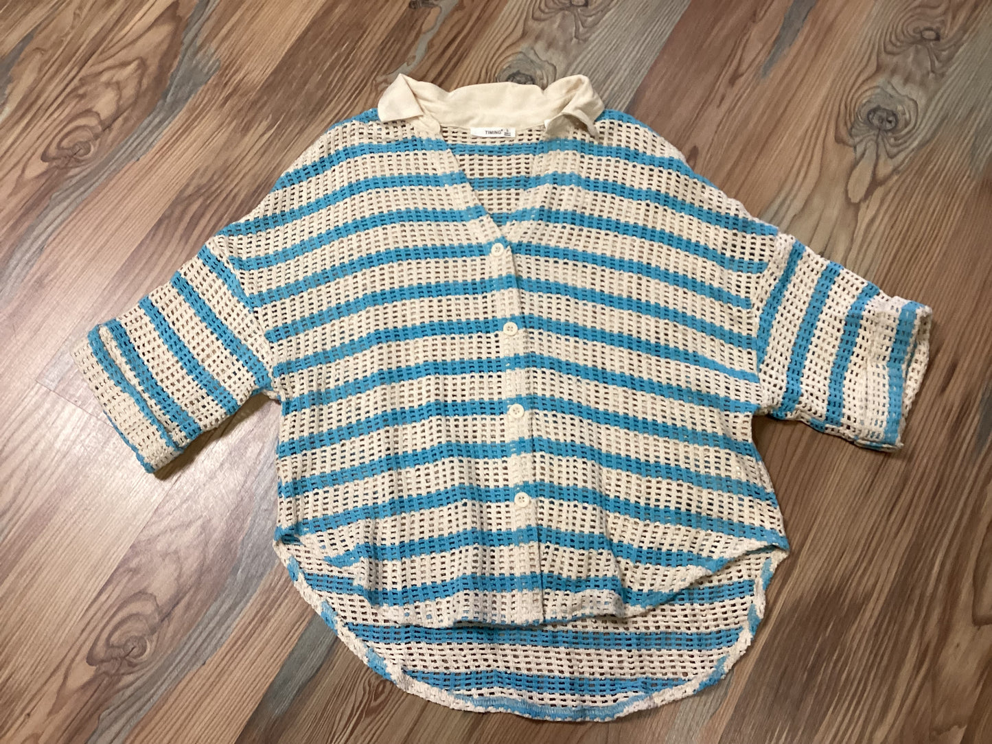 Aqua Striped Button Up