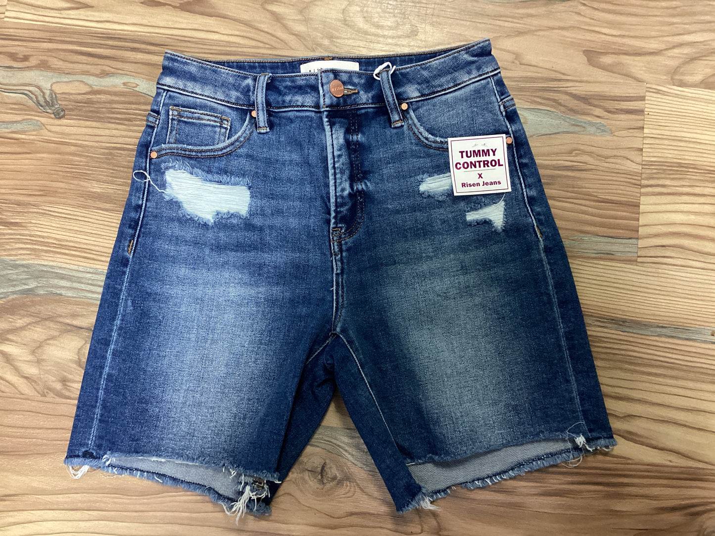 Risen Dark Distressed Frayed Shorts