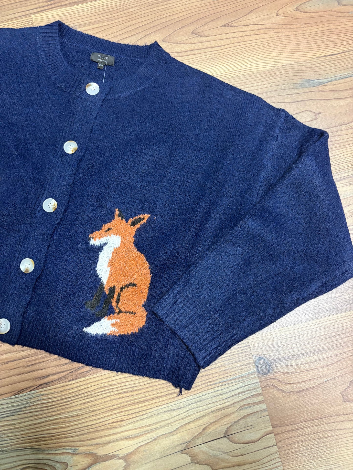 Navy Fox Knit Cardigan