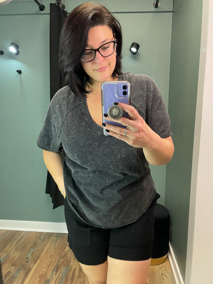 Black Vintage V Neck