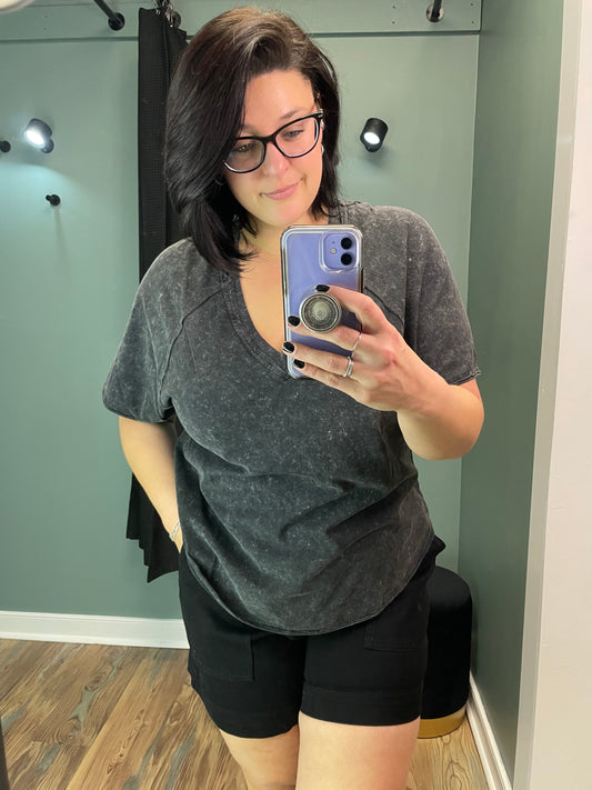 Black Vintage V Neck