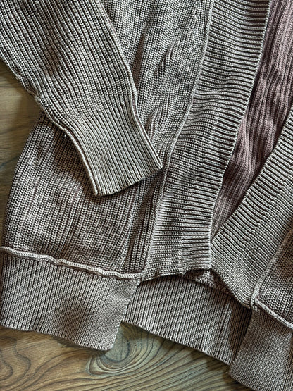Ribbed Chestnut Open Cardigan