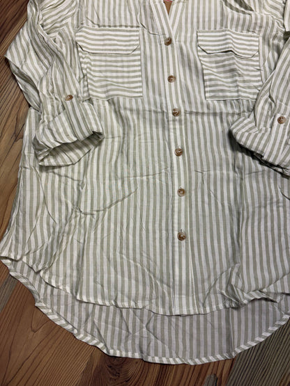 Sage Cream Striped Button Down