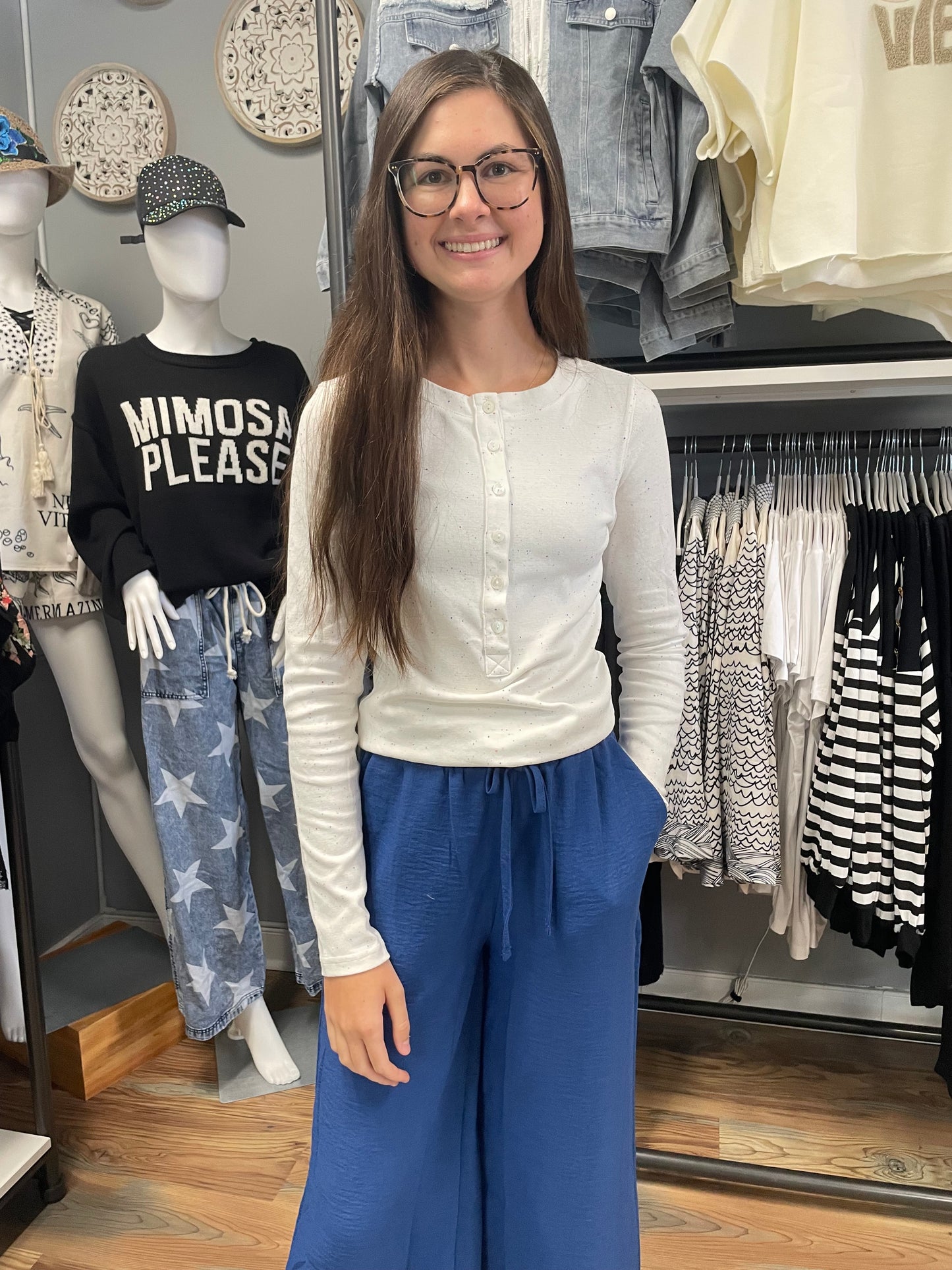 Off White Confetti Henley