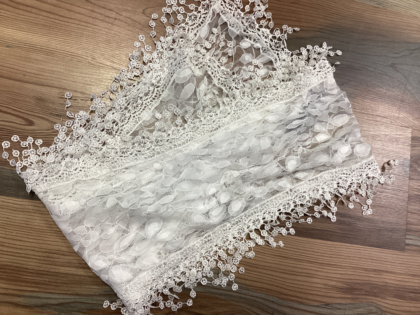 Fringe Lace Scarf White