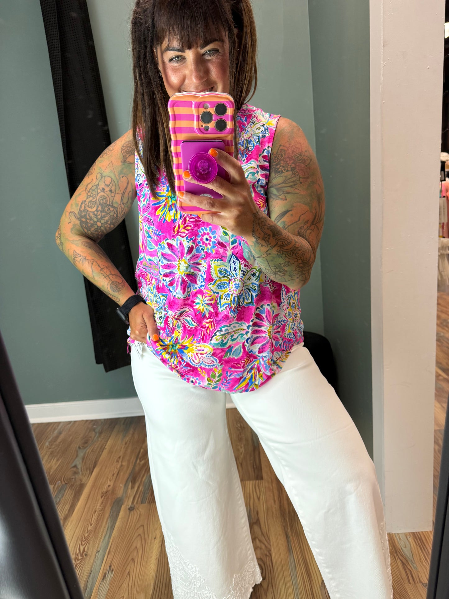 Pink Floral Sleeveless Dear Scarlett