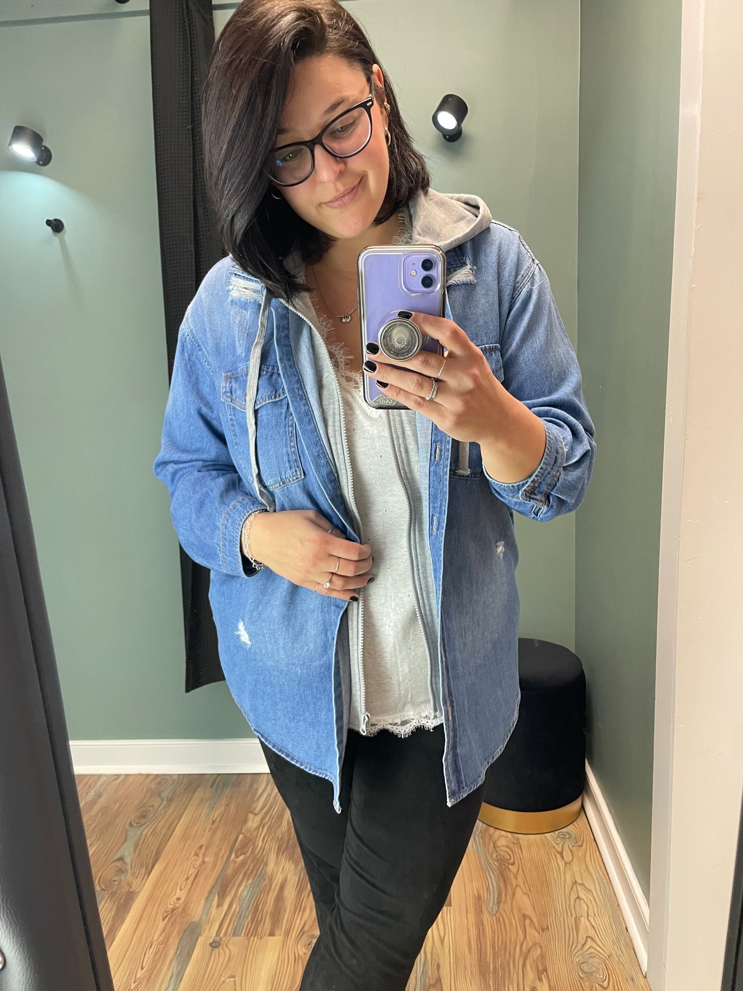 Risen Sweatshirt Denim Jacket