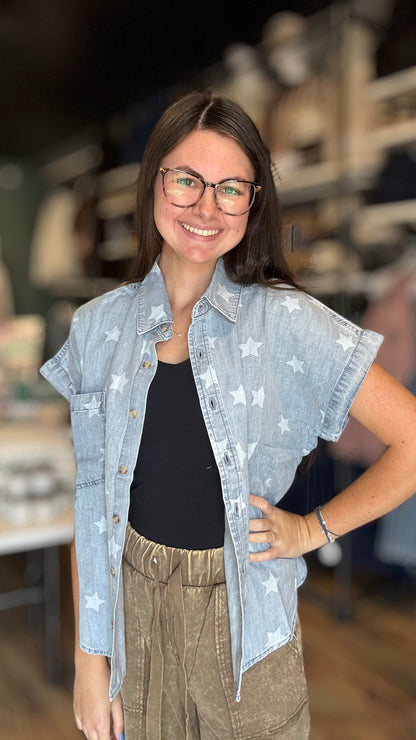 Light Denim Star Button Down