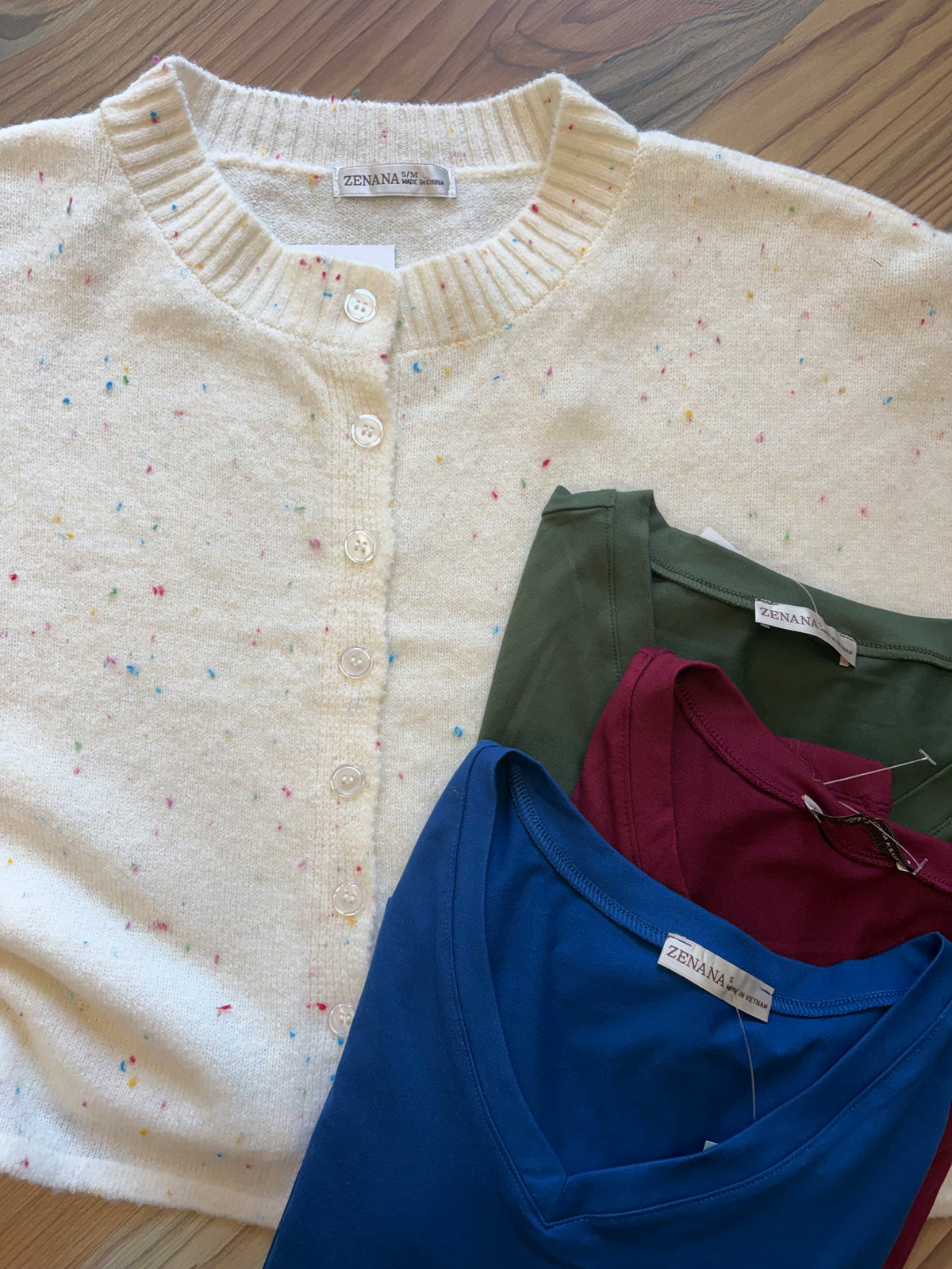 Cream Speckled Half Sleeve Cardi