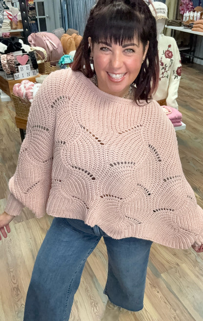 One Size Dusty Pink Batwing Knit