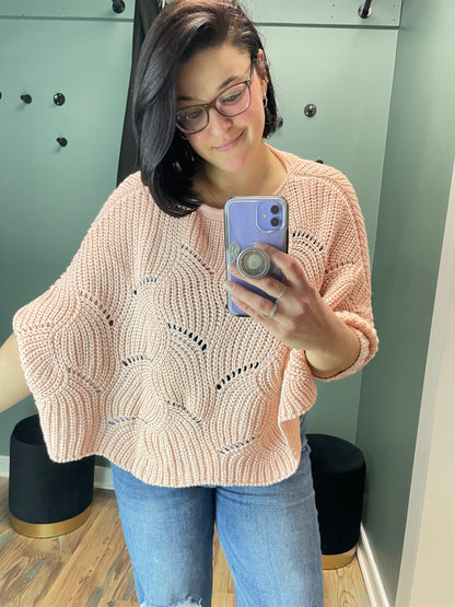 One Size Dusty Pink Batwing Knit