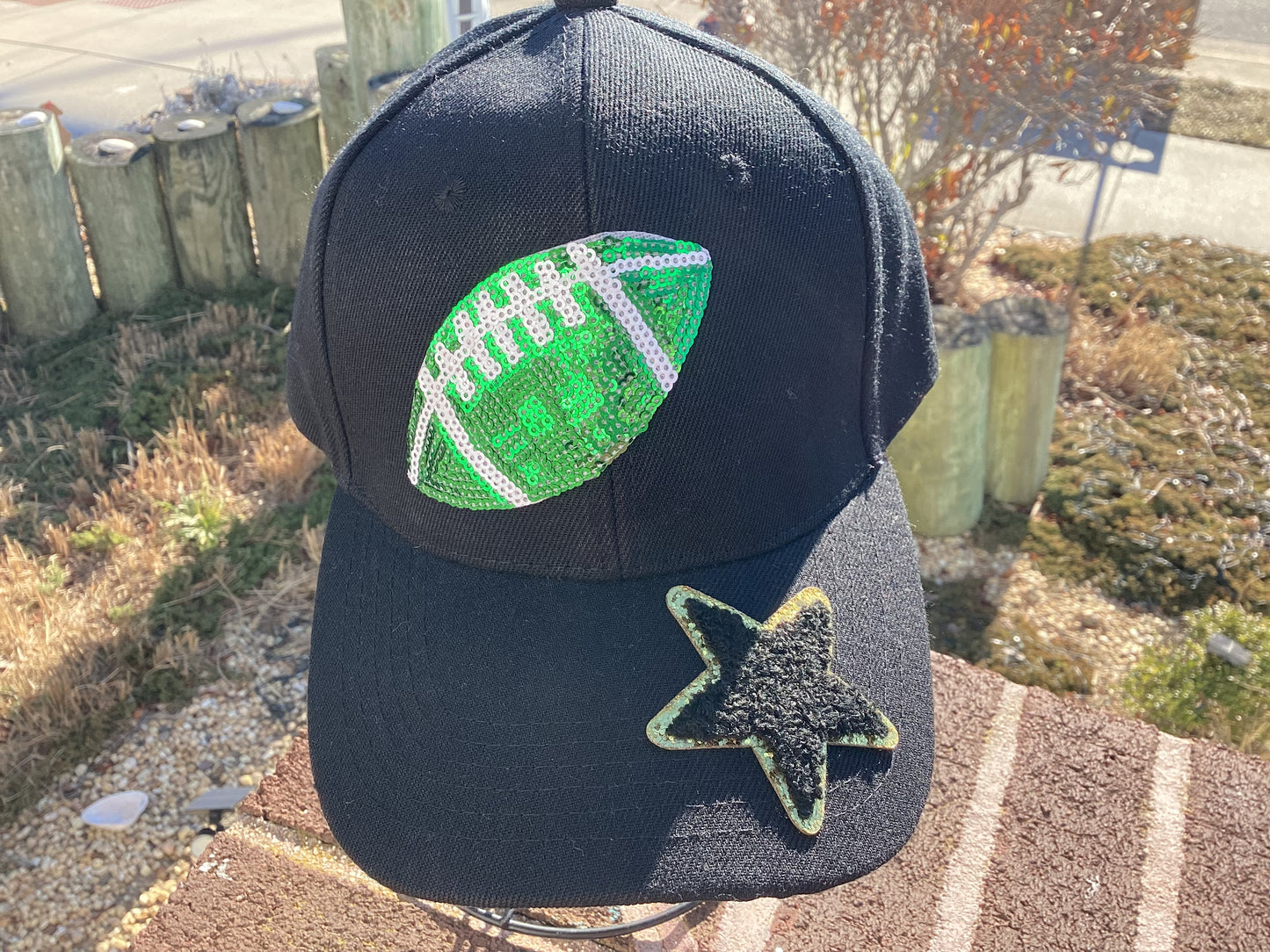 Black Custom Football Team Cap