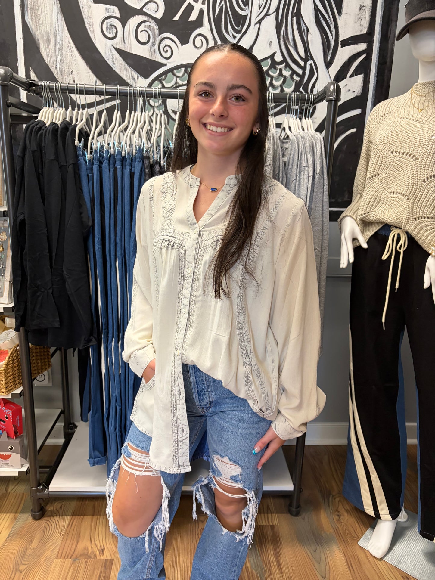Vintage Washed Grey Button Down