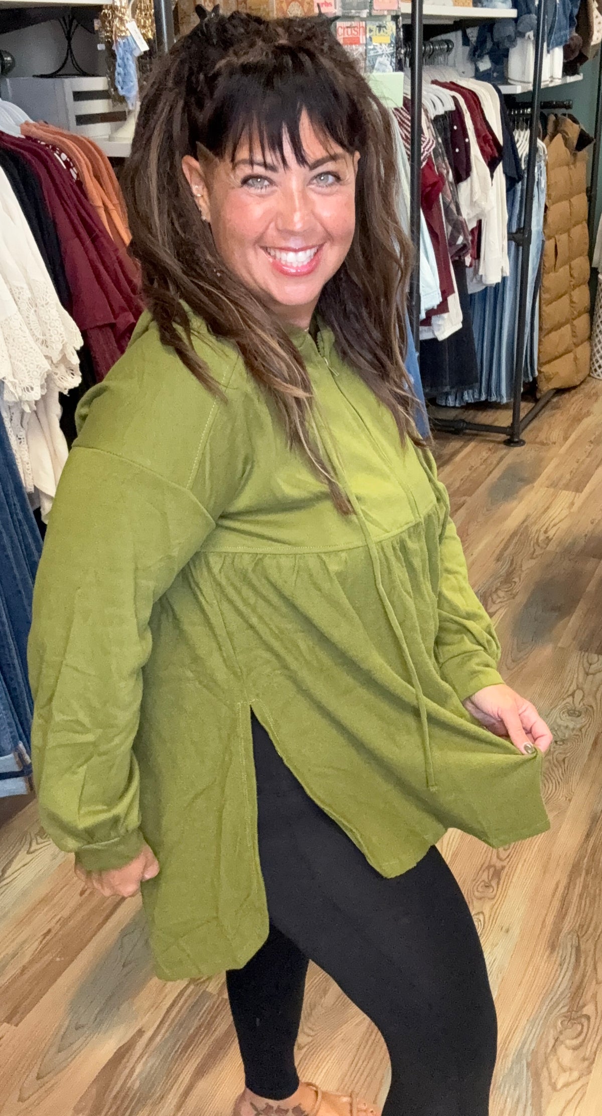 Moss Green Tunic Hoodie