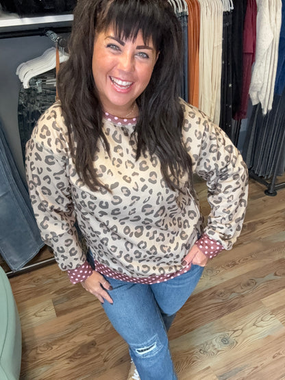 Leopard Polka Dot Long Sleeve