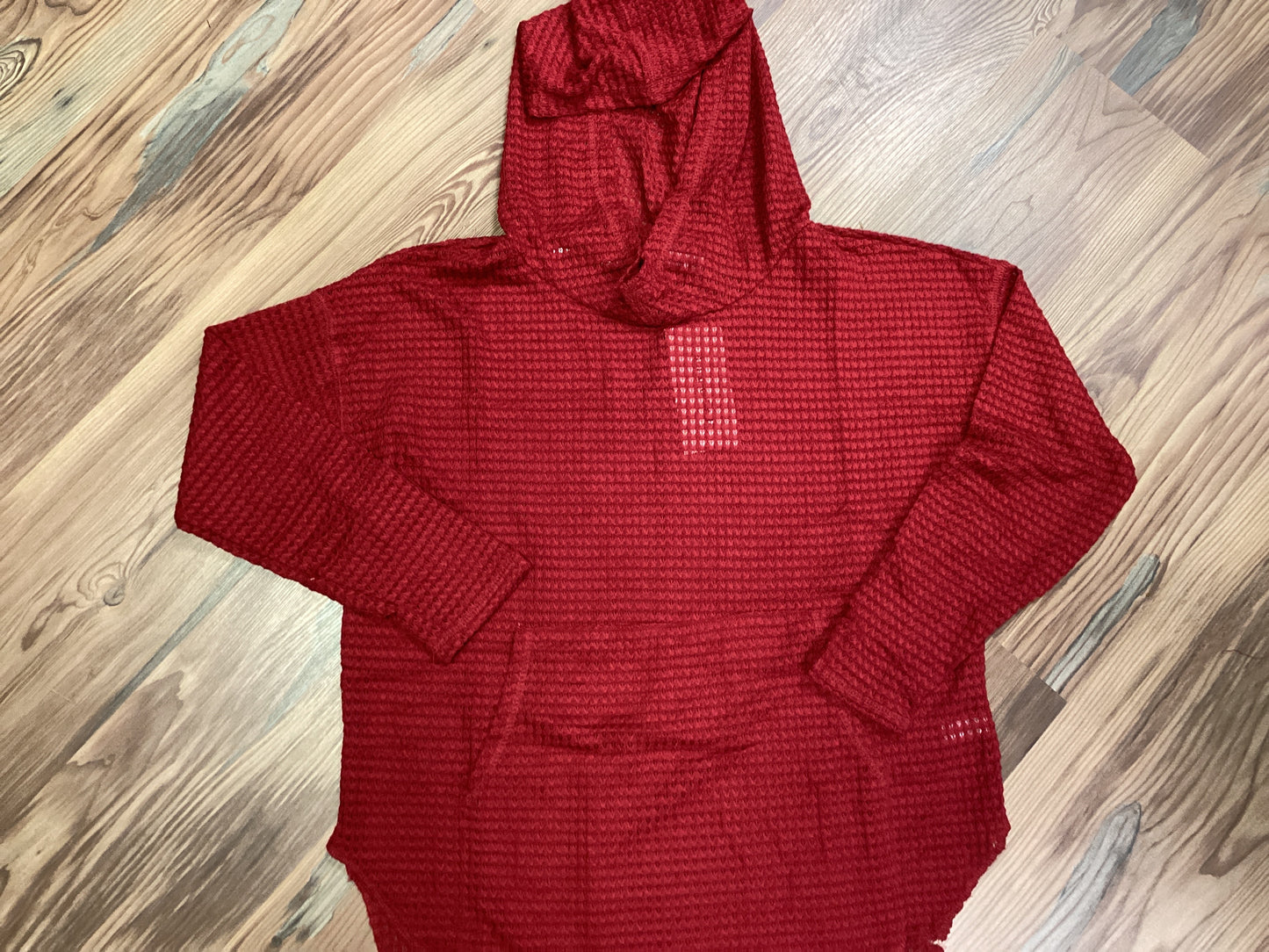 Red Oversized Knit Hoodie