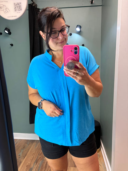 Blue Cap Sleeve Dear Scarlett Top