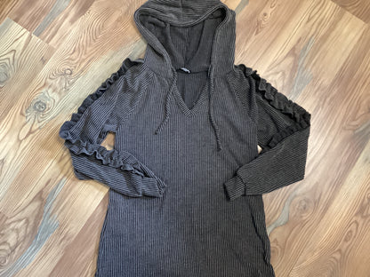 Charcoal Urban Ribbed Ruffle Tunic