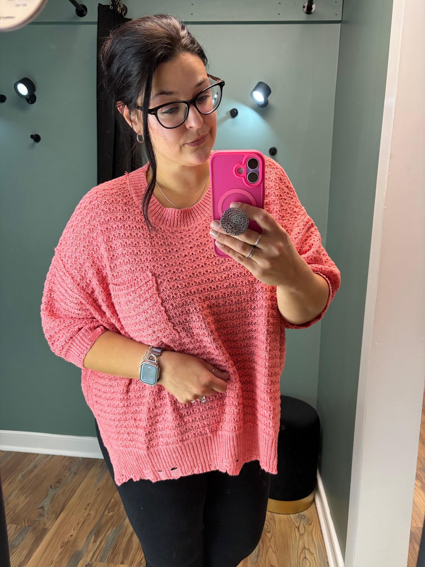 Blush Distressed Knit
