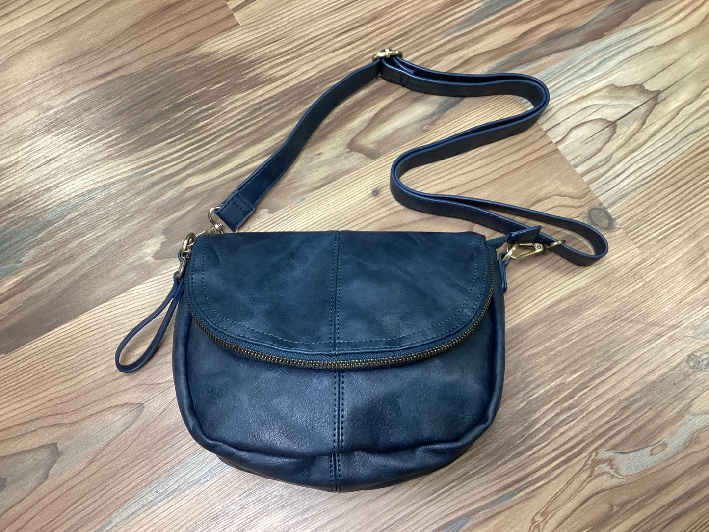 Navy Helene Small Saddle Crossbody